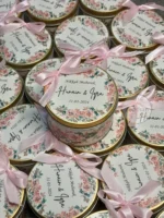 Pink Floral Tin with Bow