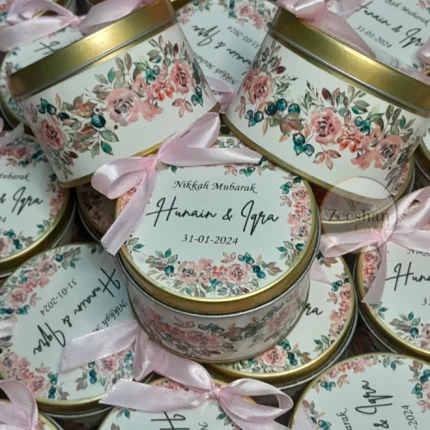 Pink Floral Tin with Bow