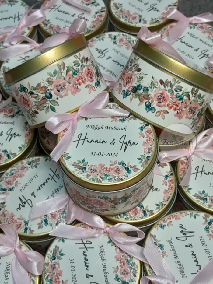 Pink Floral Tin with Bow