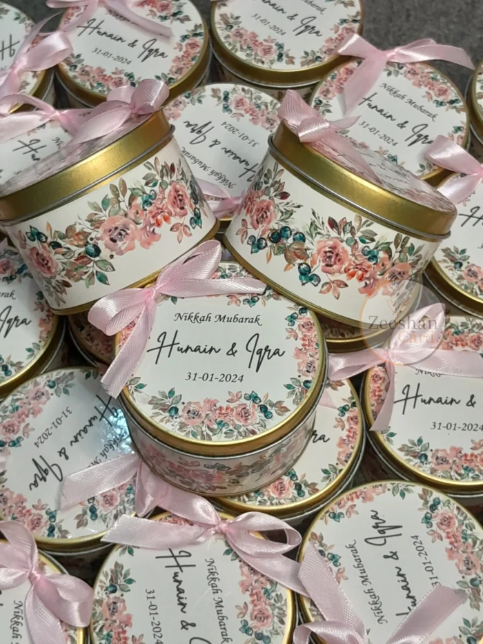 Pink Floral Tin with Bow