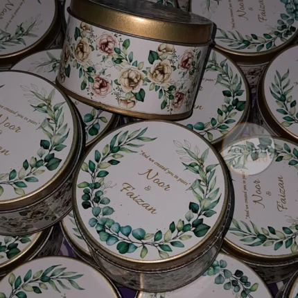 Green Floral Tin Box