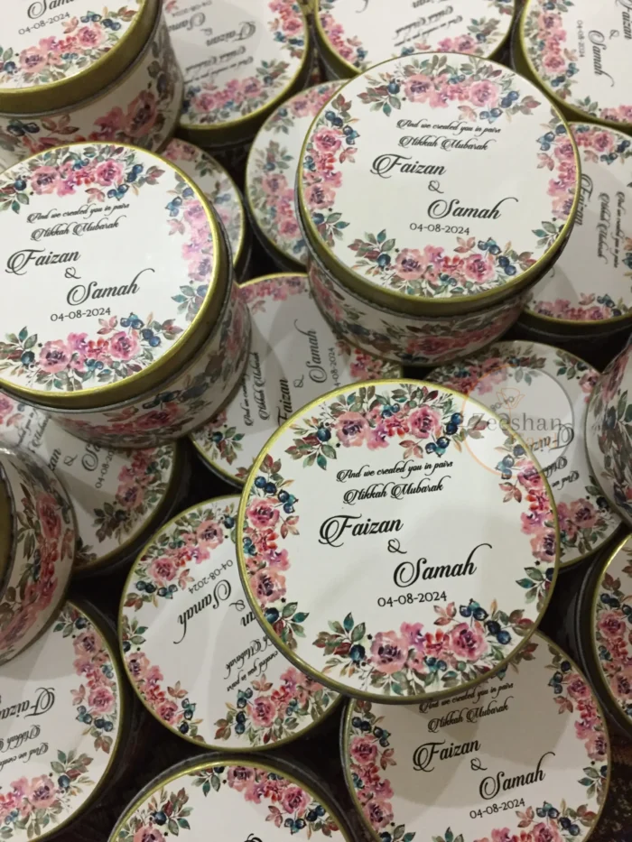 Pink Floral Tin with Bow