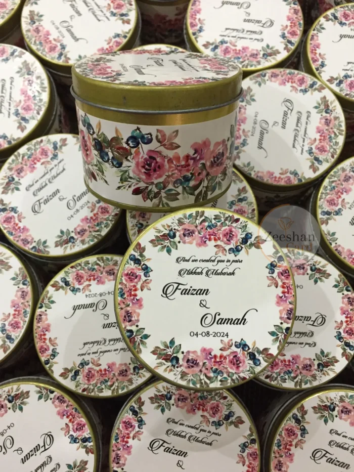 Pink Floral Tin with Bow