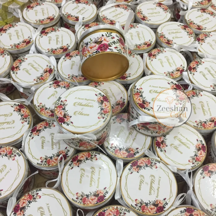 Floral Tin With Ribbon Bow