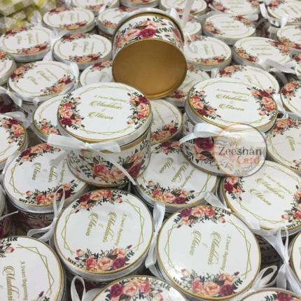 Floral Tin With Ribbon Bow