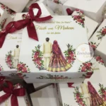 Mehroon Floral Couple Box With Bow