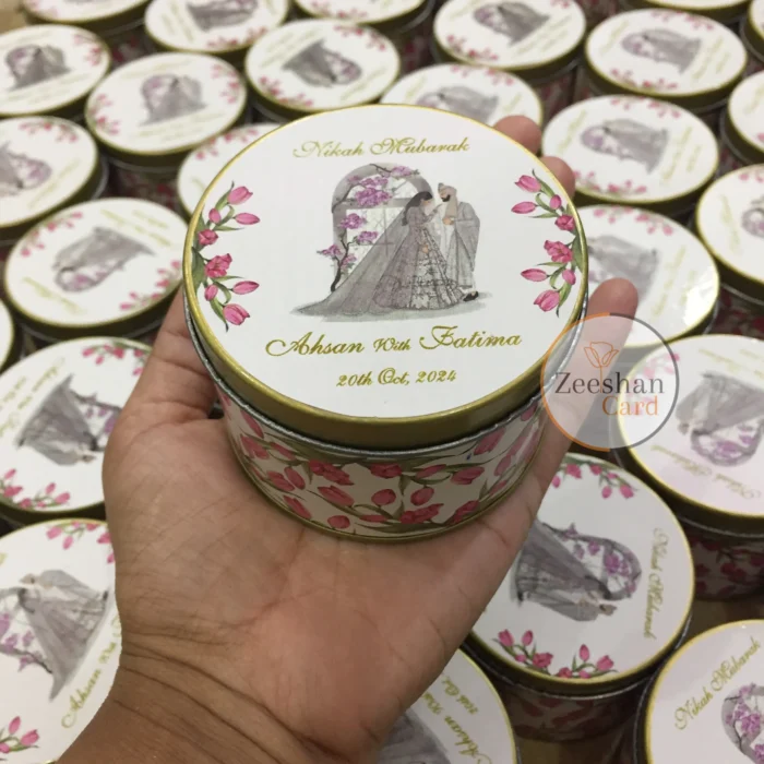 Couple With Pink Floral Tin Box