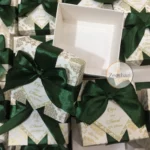 Two Piece Green Ribbon Box With Bow