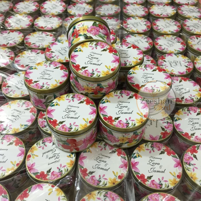 Multi color Floral Tin Bid Box