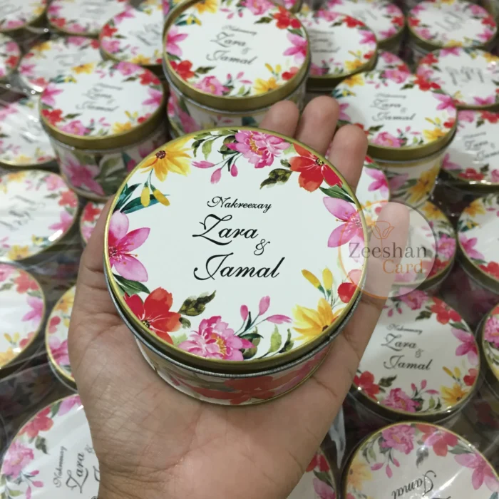 Multi color Floral Tin Bid Box