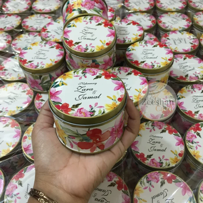 Multi color Floral Tin Bid Box