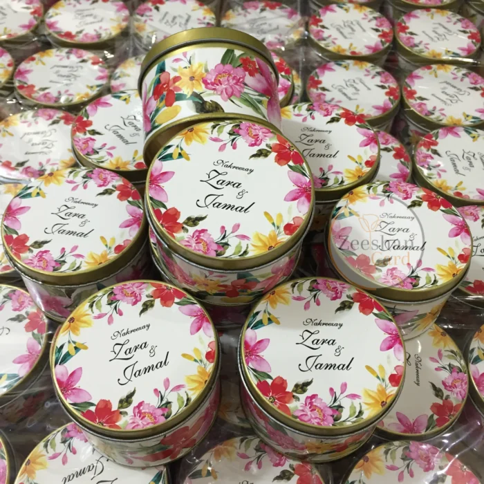 Multi color Floral Tin Bid Box