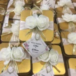 Golden Tin Bid Box With Ribbon & Flower