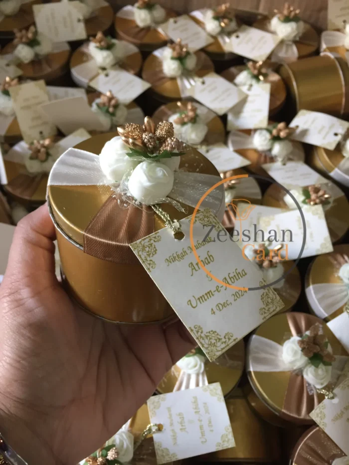 Golden Tin Flowers With Tag