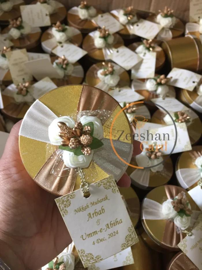 Golden Tin Flowers With Tag