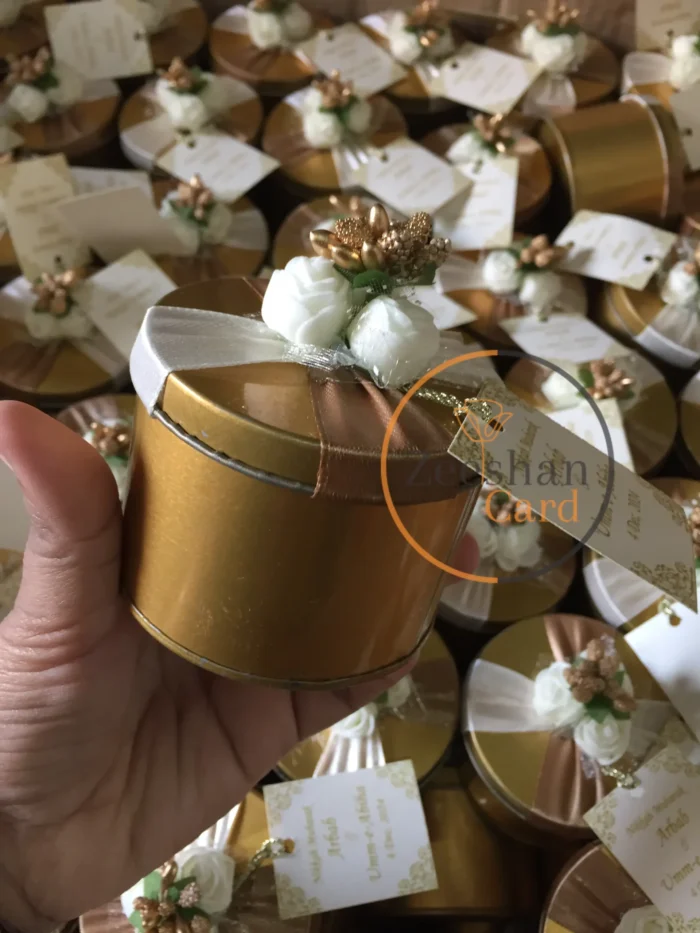 Golden Tin Flowers With Tag