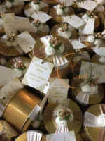 Golden Tin Flowers With Tag