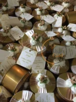 Golden Tin Flowers With Tag