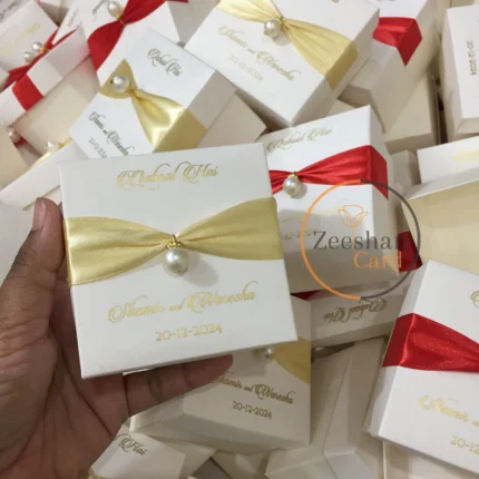 Nikkah Bid Boxes With Pearl and Ribbon