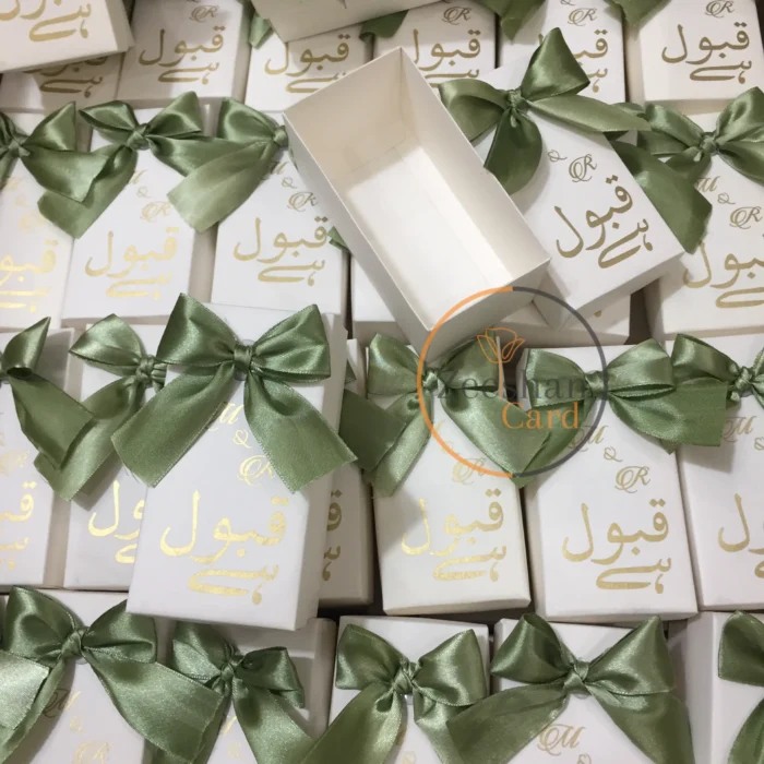 Long Box For Nikkah Bid With Green Ribbon