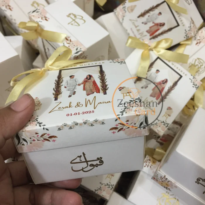 Couple Printed Nikkah Bid Boxes with bow