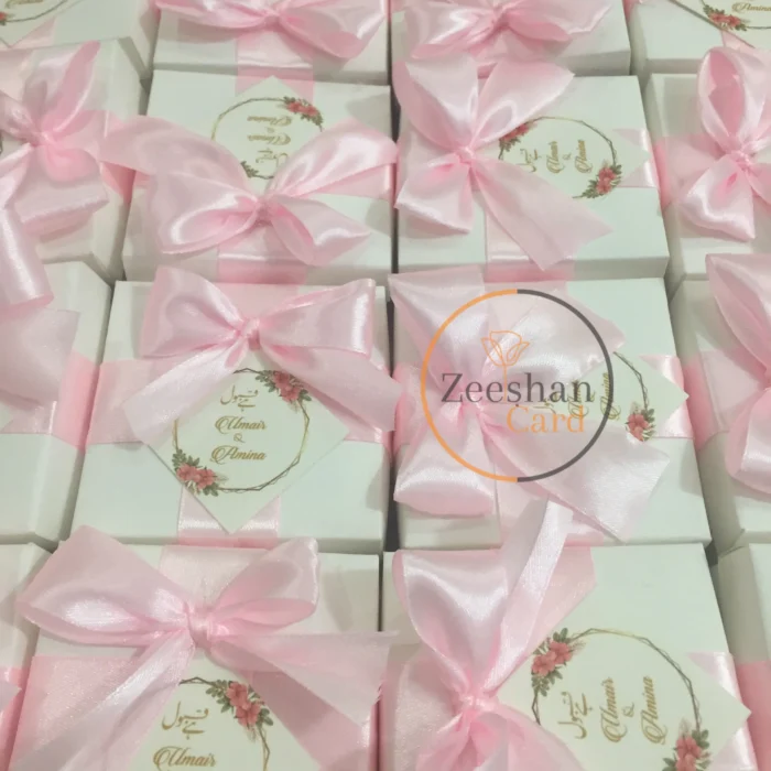 Square Box With Pink Ribbon