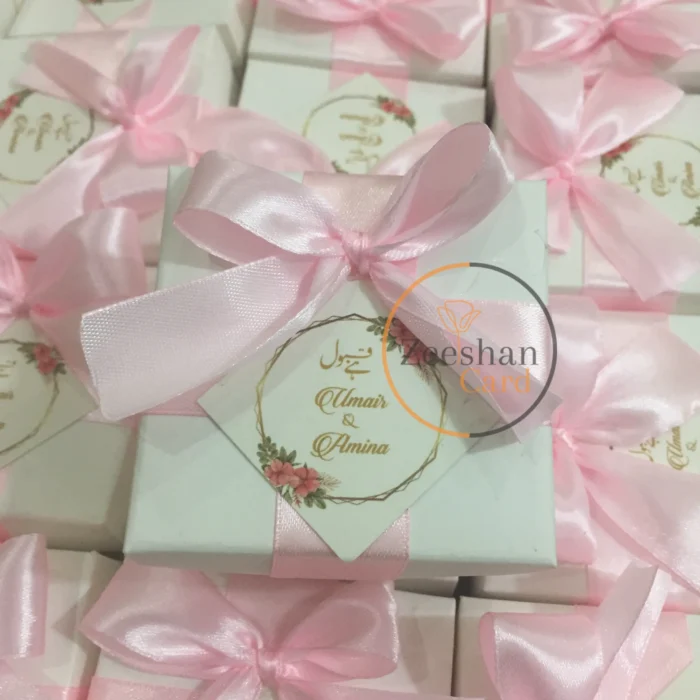 Square Box With Pink Ribbon