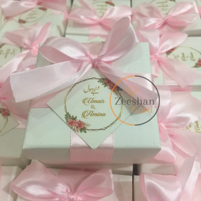 Square Box With Pink Ribbon