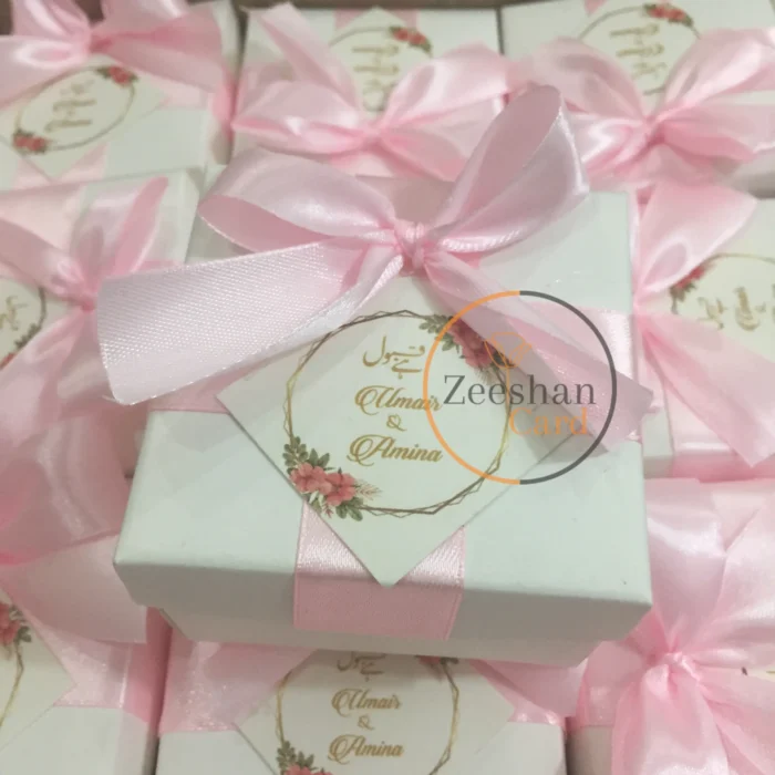 Square Box With Pink Ribbon