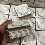 Green Floral Square Tin Bid Box