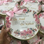 Pink Floral Design Tin Box With Bow