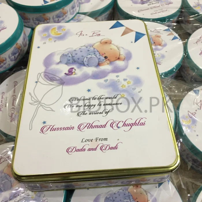 Golden Baby Announcement Kg Tin Box