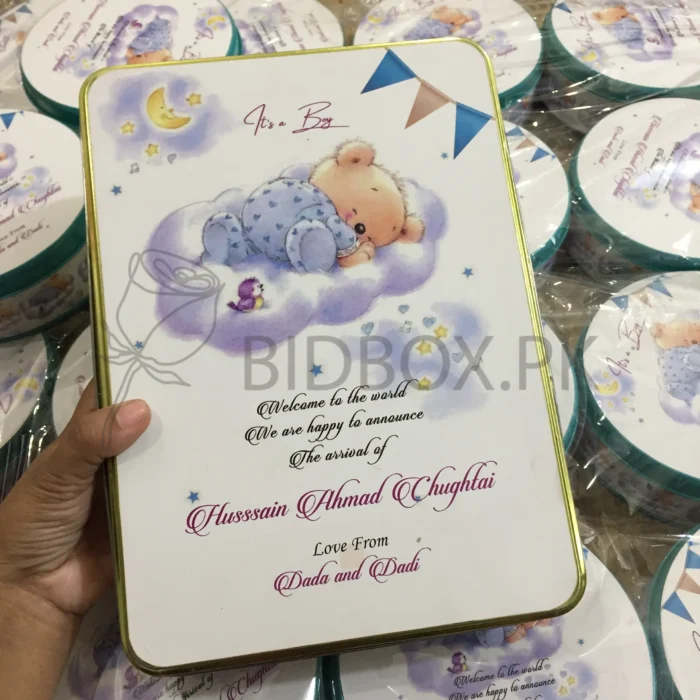 Golden Baby Announcement Kg Tin Box