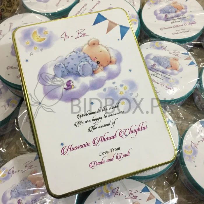 Golden Baby Announcement Kg Tin Box