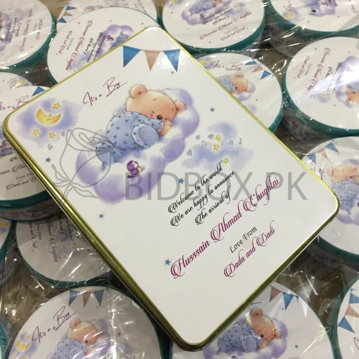Golden Baby Announcement Kg Tin Box