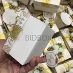 Flowers Box With Zari Ribbon And Tag