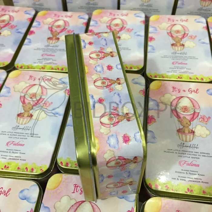 Baby Girl Announcement Half Kg Tin Box