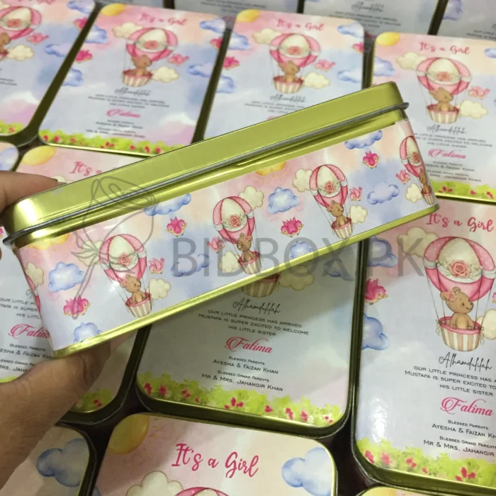 Baby Girl Announcement Half Kg Tin Box