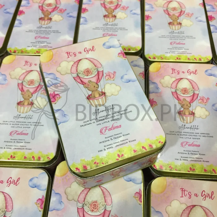 Baby Girl Announcement Half Kg Tin Box