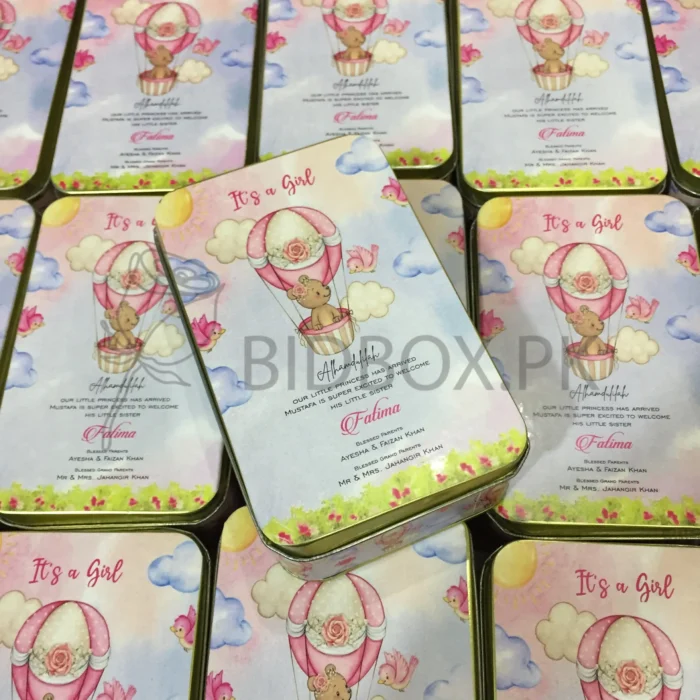 Baby Girl Announcement Half Kg Tin Box