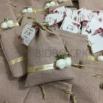Flower Jute Pouch With Tag