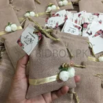 Flower Jute Pouch With Tag