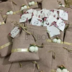 Flower Jute Pouch With Tag
