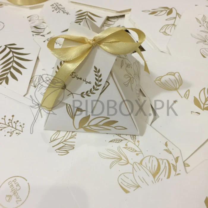 Pyramid Box With Tag And Bow