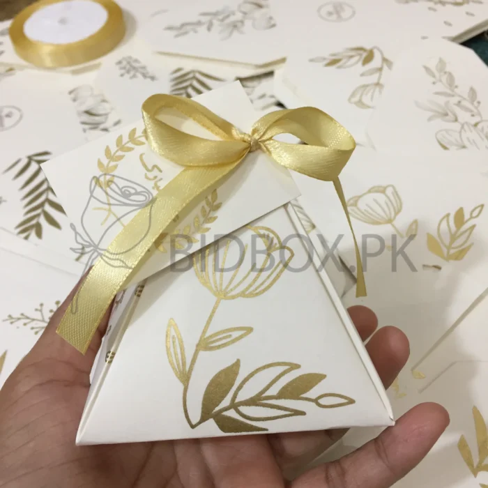 Pyramid Box With Tag And Bow