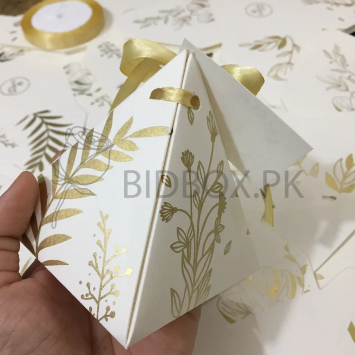 Pyramid Box With Tag And Bow