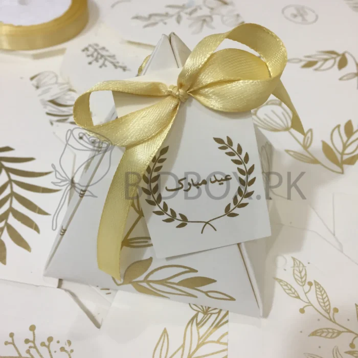 Pyramid Box With Tag And Bow