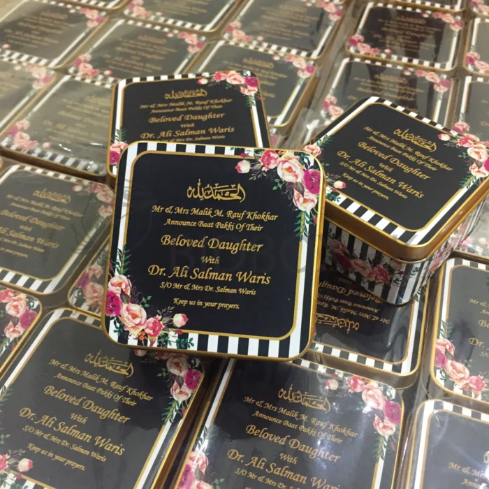 Black Floral Print Tin Box