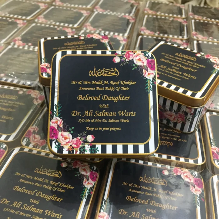 Black Floral Print Tin Box