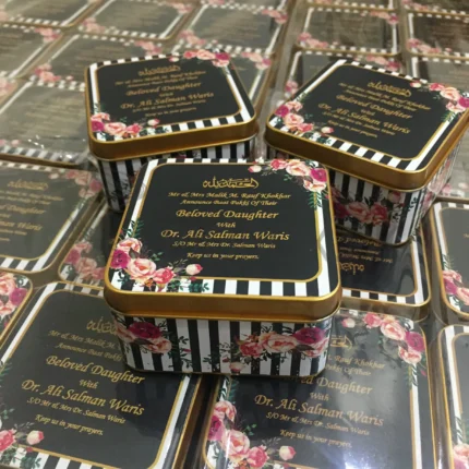 Black Floral Print Tin Box
